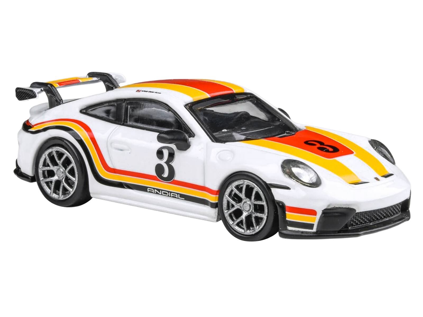 Alt View 4. Paragon - 2025 Porsche 911 GT3 (992.2) #3 "Andial Livery" White with Stripes 1/64 Diecast Model Car by Paragon.