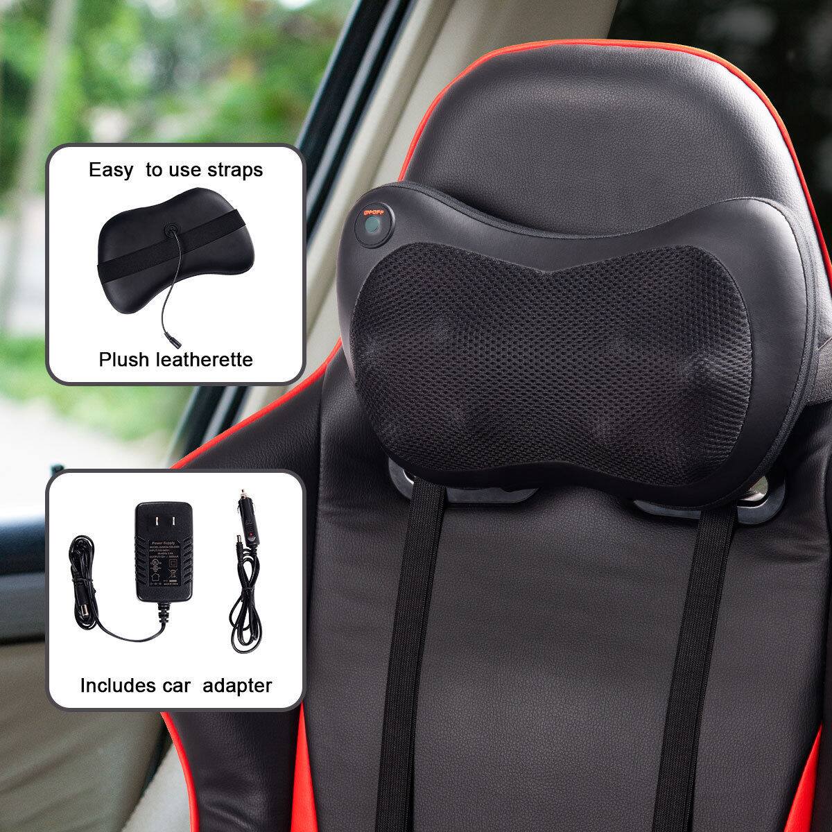 Easy to use straps  
Plush leatherette  

Includes car adapter