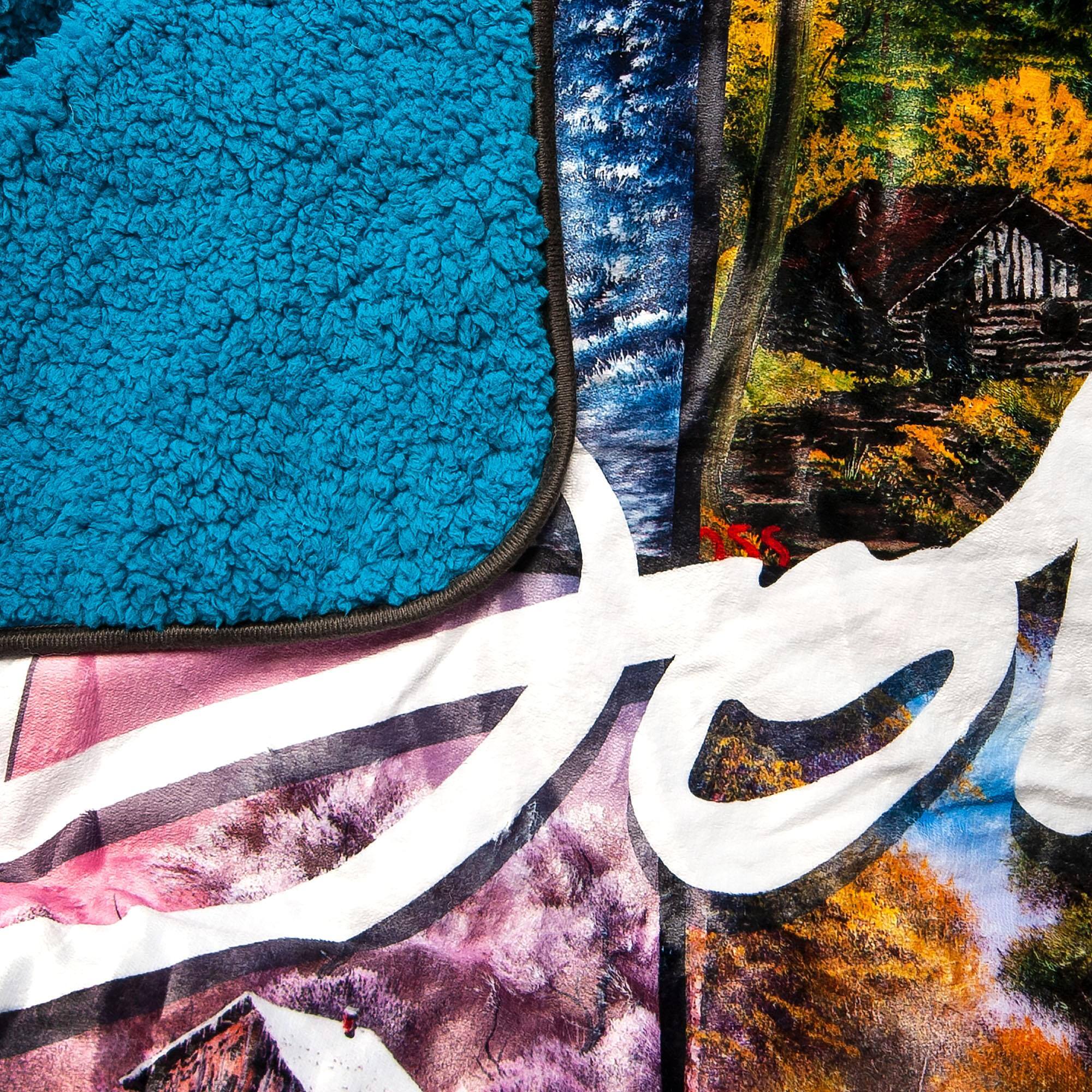 Alt View 1. Surreal Entertainment - Bob Ross Oversized Fleece Sherpa Throw Blanket | 54 x 72 Inches - Green.