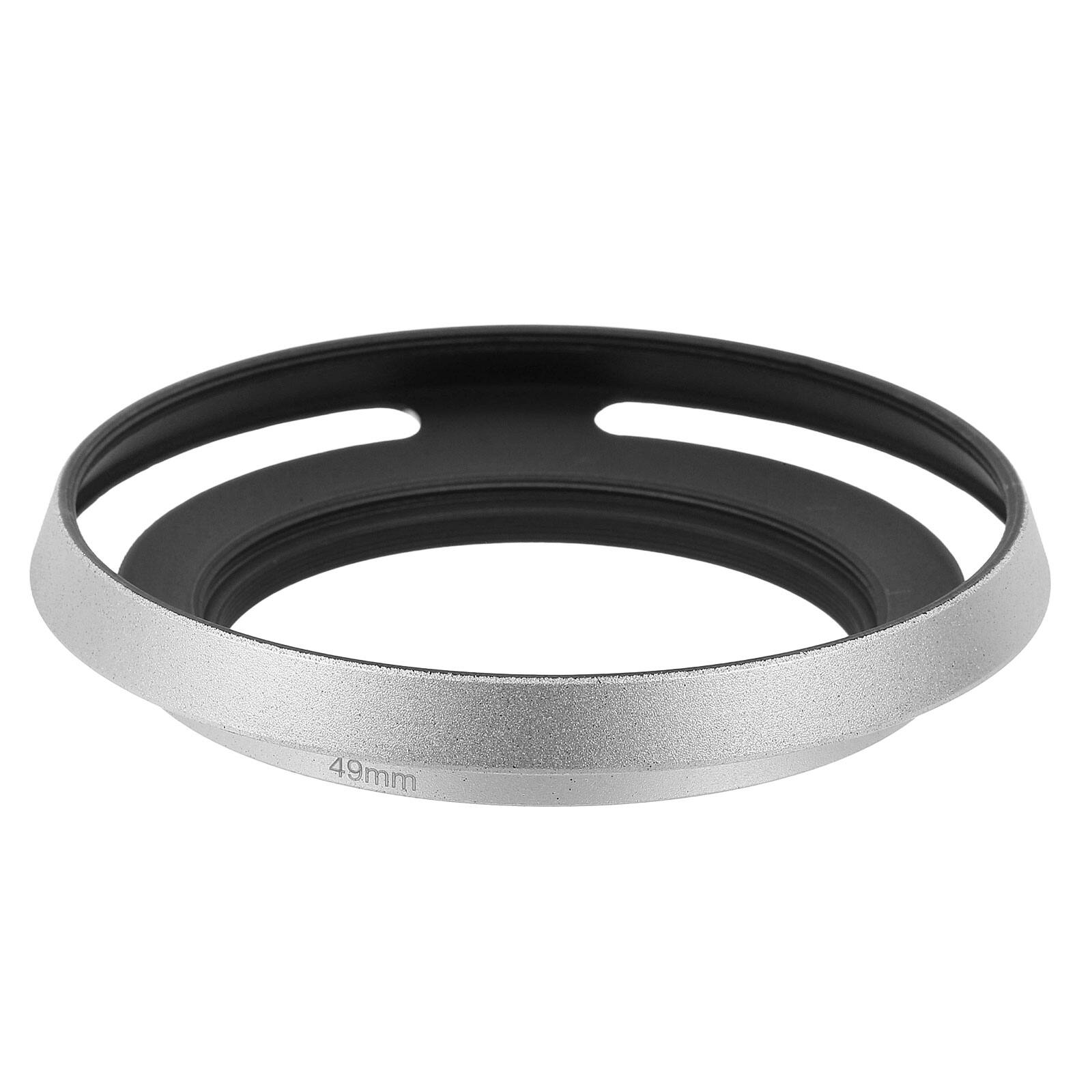 Front. Unique Bargains - 49mm Lens Hood, Universal Metal Thin Hollow Curved Screw-in Vented Lens Hoods for Fujifilm for Pentax - Silver.