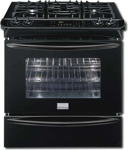 Front Standard. Frigidaire - Gallery 30" Self-Cleaning Slide-In Dual Fuel Convection Range - Black.