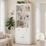 Aheaplus - 27.5'' W Bookcase with Drawer and Doors, 80'' Tall Bookcase with 3-Tier Open Shelves - White