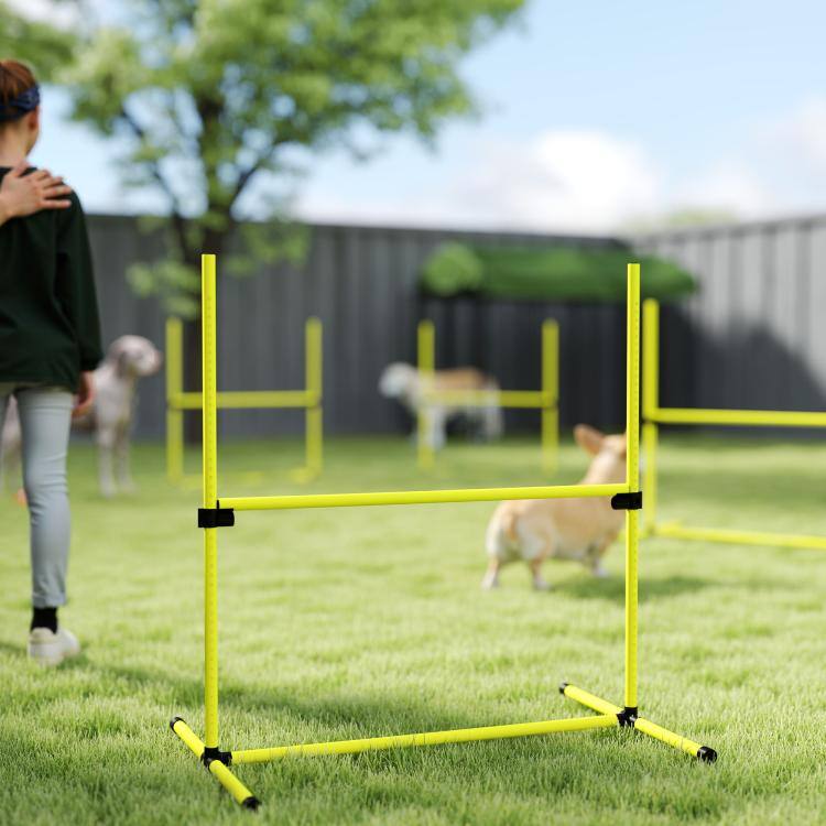 Alt View 9. PULUZ - 4 Piece Dog Agility Set with Adjustable Height Jump Bars, Carry Bag, Displacing Top Bar - Yellow.