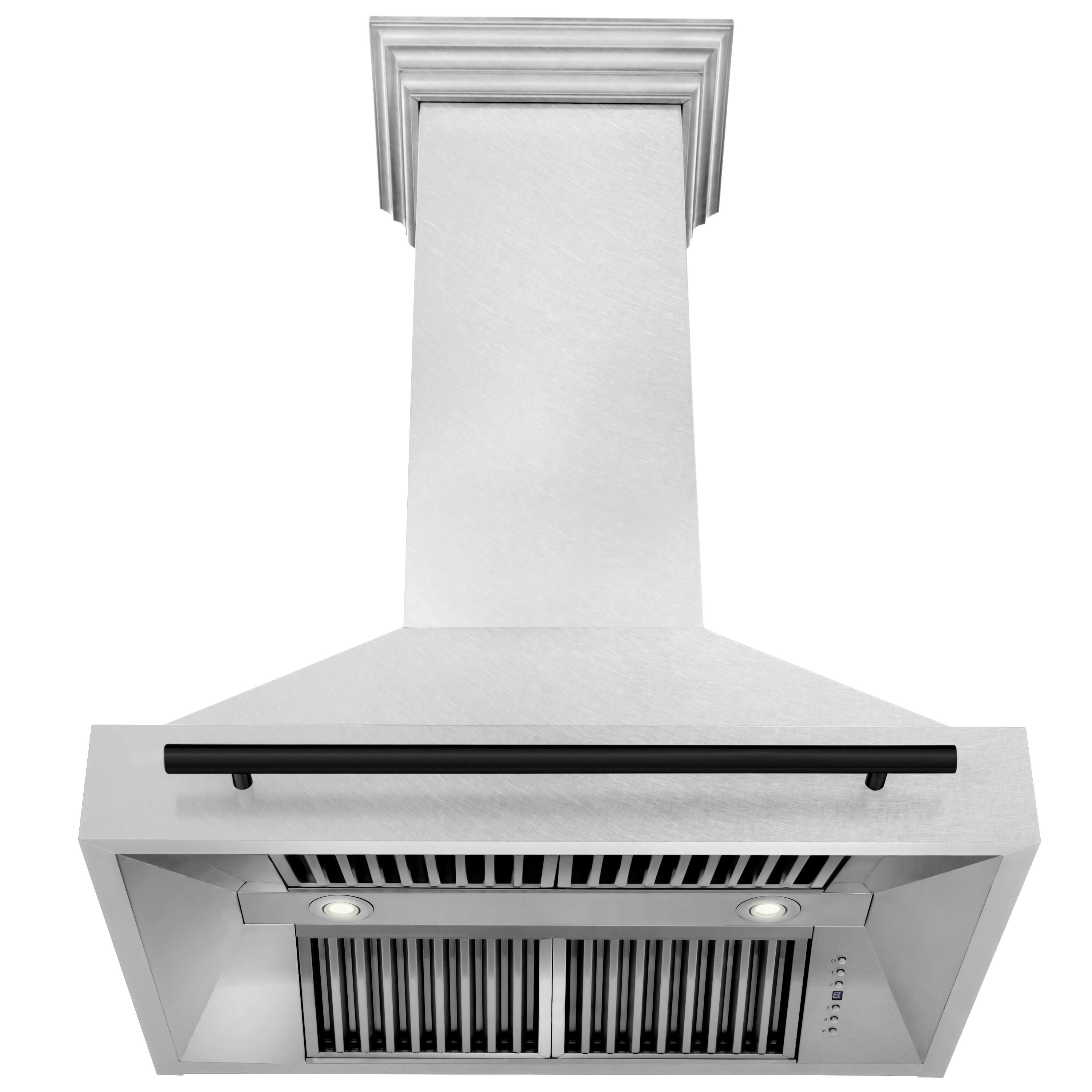 Back. ZLINE - ZLINE Autograph Edition 36 in. Satin Stainless Steel Wall Mount Range Hood with Matte Black Handle (8654SNZ-36-MB) - Satin Stainless Steel.