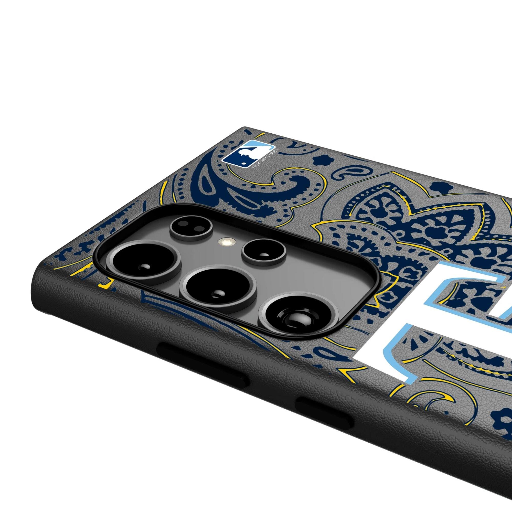 Alt View 3. Keyscaper - Tampa Bay Rays Paisley Galaxy Magnetic Bump Case - S25 Ultra - Black.