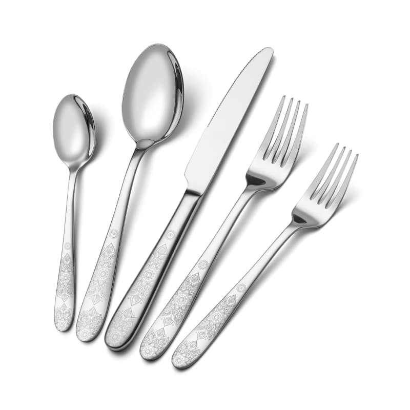 Furno Fusion - Polished Flatware Set With Pattern Handle - Silver
