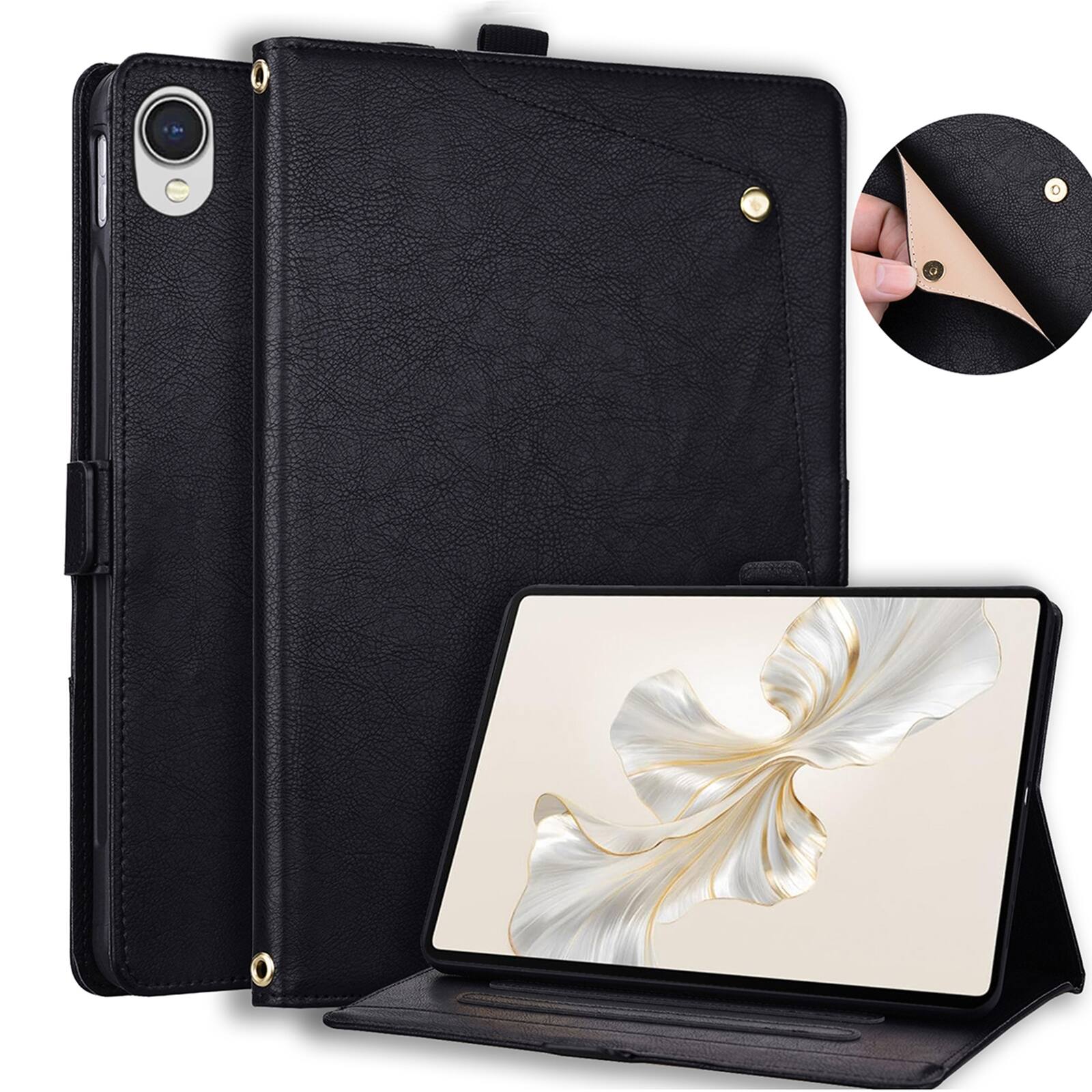 Front. Dteck - Case For Samsung Galaxy Tab S11 2025 11-inch Business Premium Leather Folio Adjustable Stand Card Slots Cover - Black.