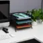 Alt View 11. Mind Reader - 3-Tier Paper Tray, Desktop Organizer, File Storage, Workspace, Office, Metal Mesh, 11.5"L x 13.75"W x 10"H - Black.
