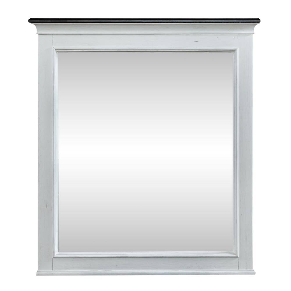 Back. Liberty Furniture Industries - Allyson Park Crown Mirror in Wirebrushed White w/ Charcoal Top - White.