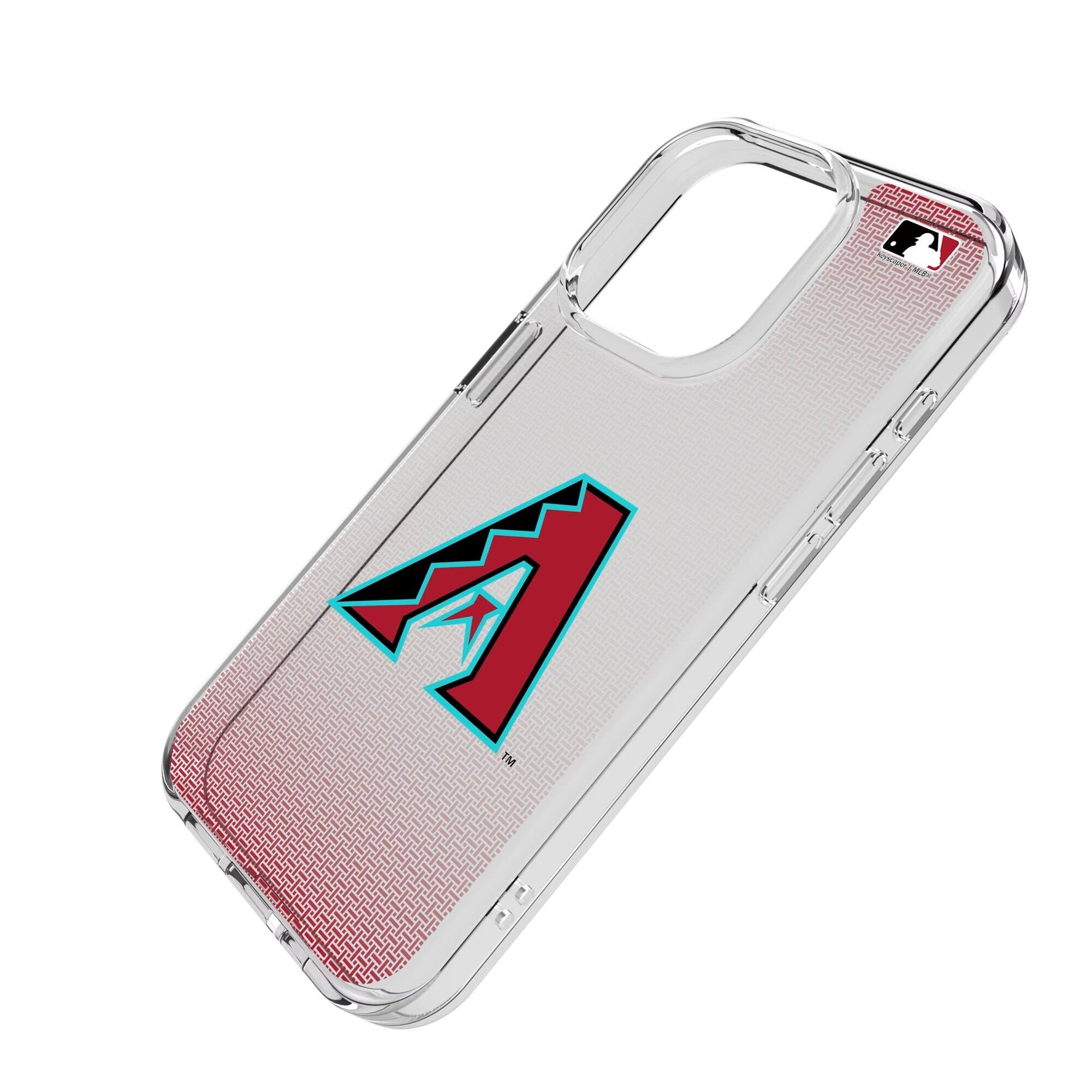 Alt View 1. Keyscaper - Arizona Diamondbacks Linen Logo iPhone Clear Case - 14 - Multicolor.