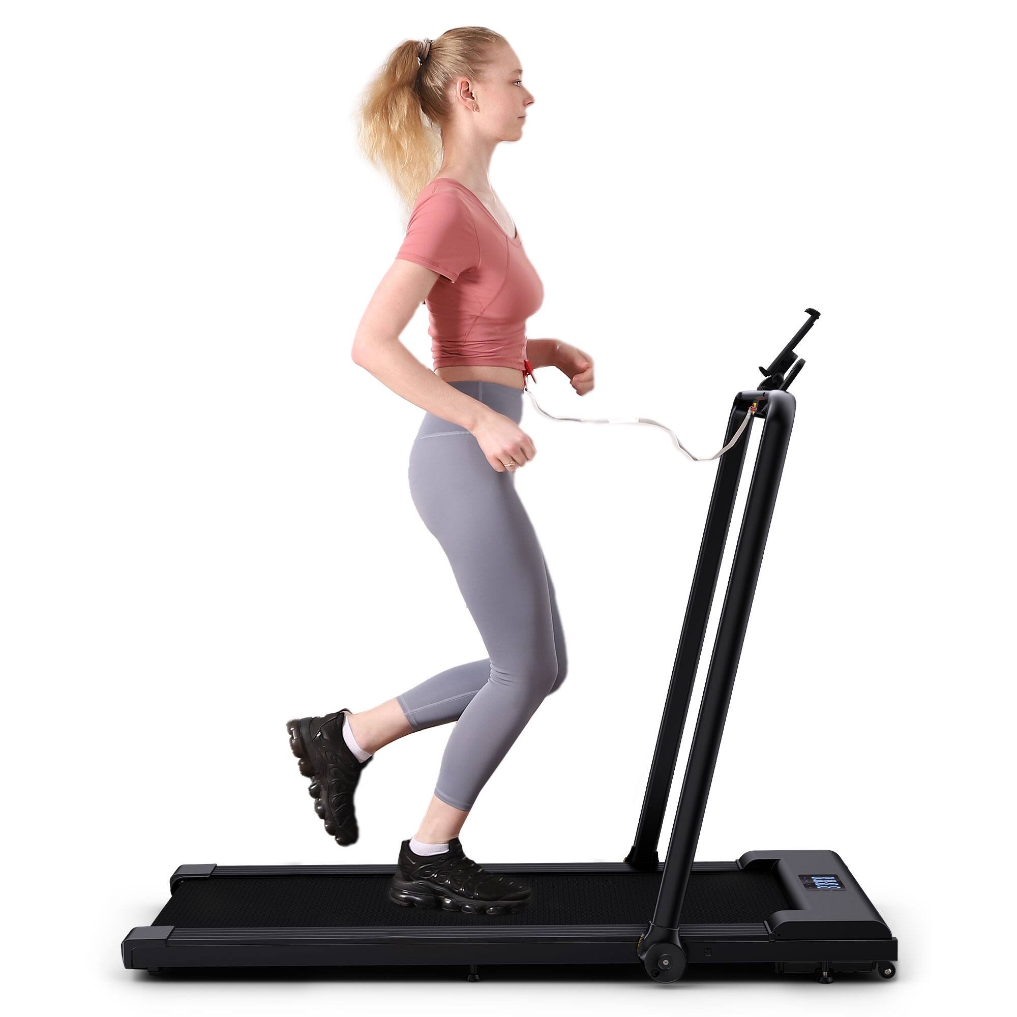 Front. LICHICO - Folding Treadmill, Under Desk Treadmill, 3.0HP Brushless Motorized, Walking Pad Treadmill with Remote Control&App - black.