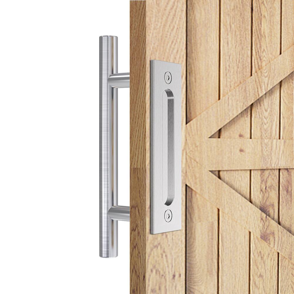 Alt View 3. Boyel Living - 12 in. Stainless Steel Ladder Pull and Flush Sliding Barn Door Handle Set - Stainless Steel.