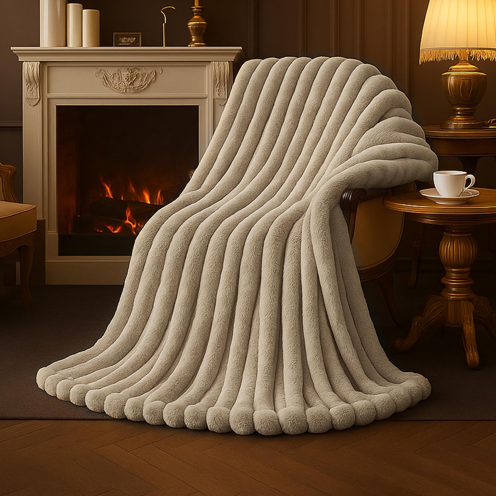 Striped Beige Throw(55" x 70")