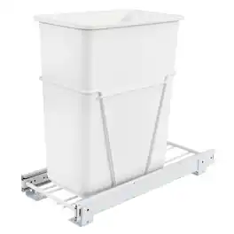 Rev-A-Shelf - Single Pullout Kitchen Cabinet Trash Can 30 qt., RV-9PB S - White
