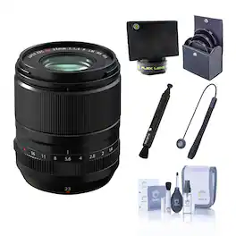 Fujifilm - XF 23mm f/1.4 R LM WR Lens, Black, Bundle with 58mm Essentials Filter Kit, Lens Shade, Cleaning Kit, Lens Cap