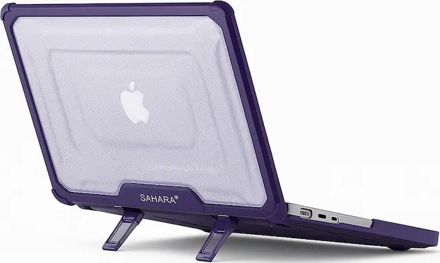 Angle. SaharaCase - Raider ProArmor Case for Apple MacBook Pro 14" (M1, M2, M3, M4, M4 Pro, M4 Max, M5, M5 Pro and M5 Max Chip) Laptops - Purple Orchid.