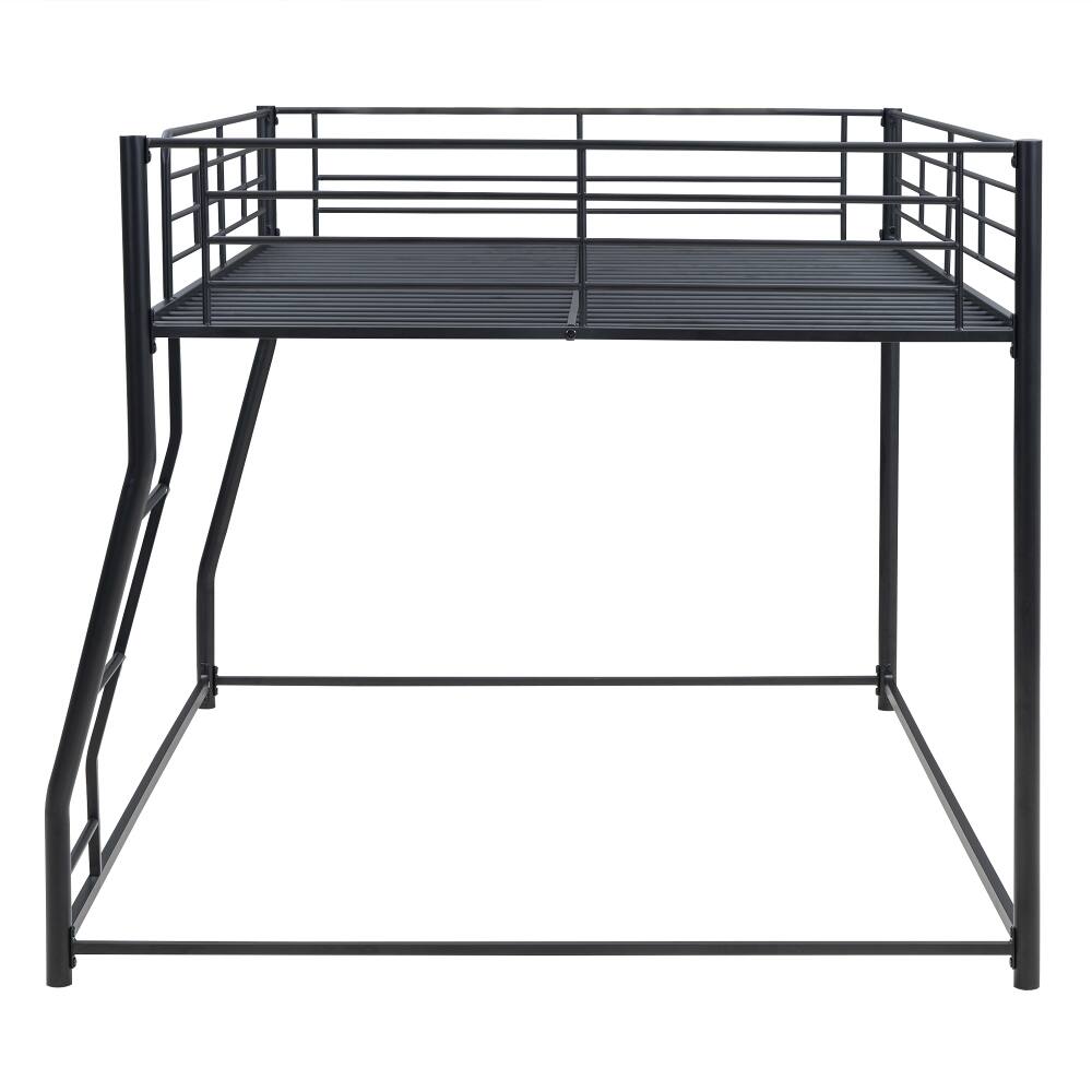 Alt View 7. Loheer - Loheer Full XL Over Queen Bunk Bed Black Metal Floor Bed Frame - Black.
