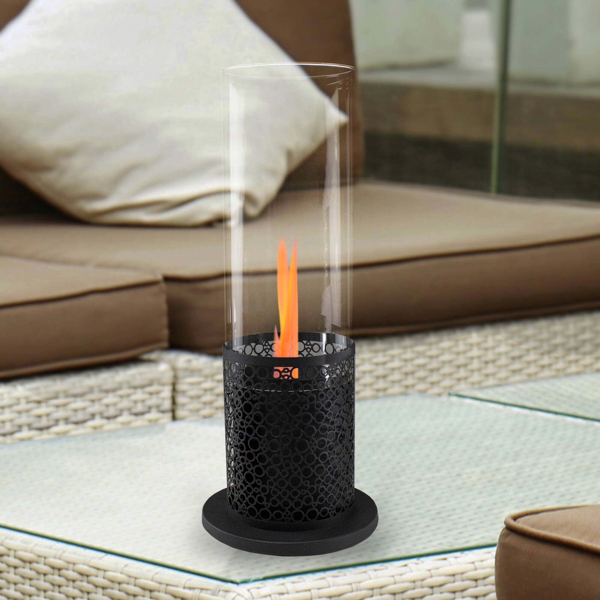 Alt View 1. Northlight - Bio Ethanol Round Portable Fireplace Decorative Base - 19.75" - Black - Black.