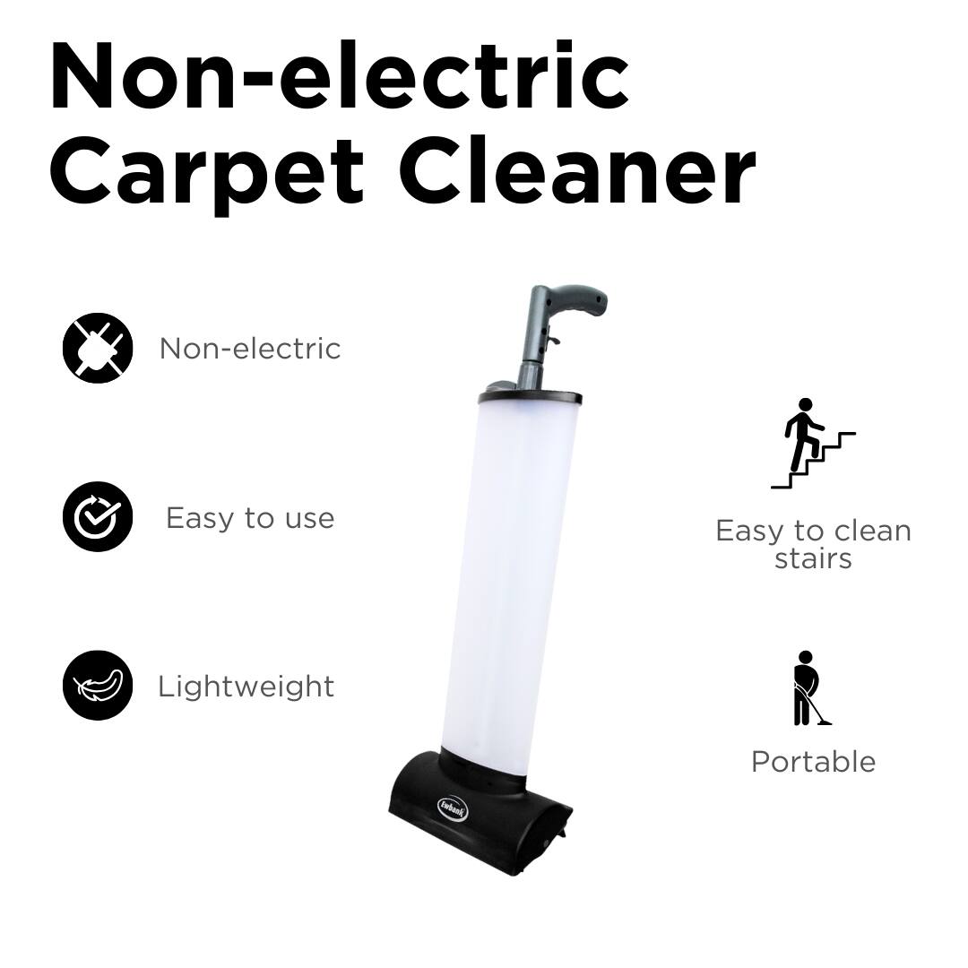 Non-electric Carpet Cleaner

Non-electric
Easy to use
Easy to clean stairs
Lightweight
Portable