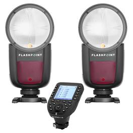 2-Pack Zoom Li-on X R2 TTL On-Camera Round Flash Speedlight For Sony (Godox V1) + Flashpoint R2 Pro Mark II