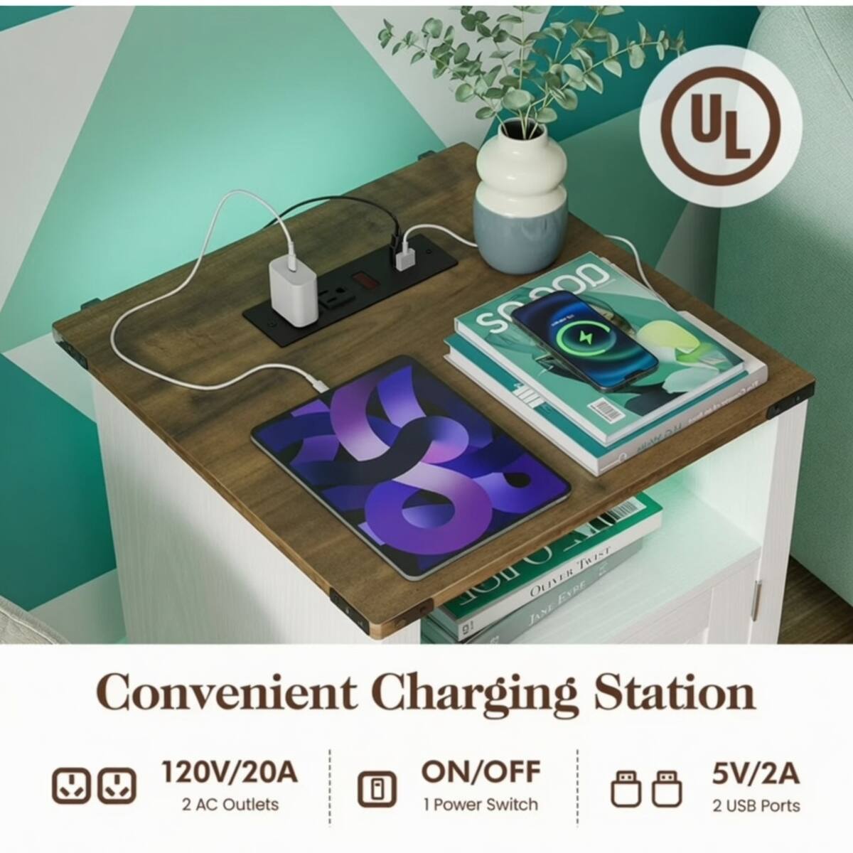 UL SOOD ao se 4 H IZOTOL JANE OLIVER EXPE TWIST g1 Convenient Charging Station 120V/20A ON/OFF 5V/2A 2 AC Outlets 1 Power Switch 2 USB Ports