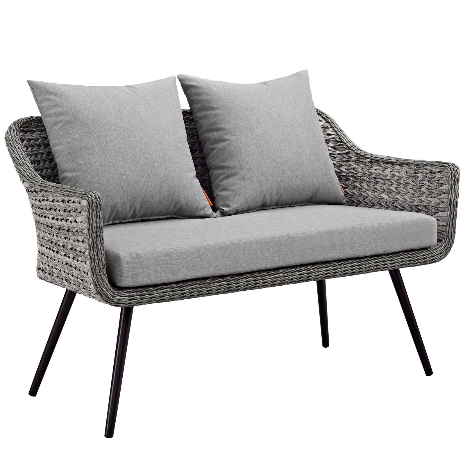 Angle. Modway - Endeavor Outdoor Patio Wicker Rattan Loveseat by Modway - Gray Gray.