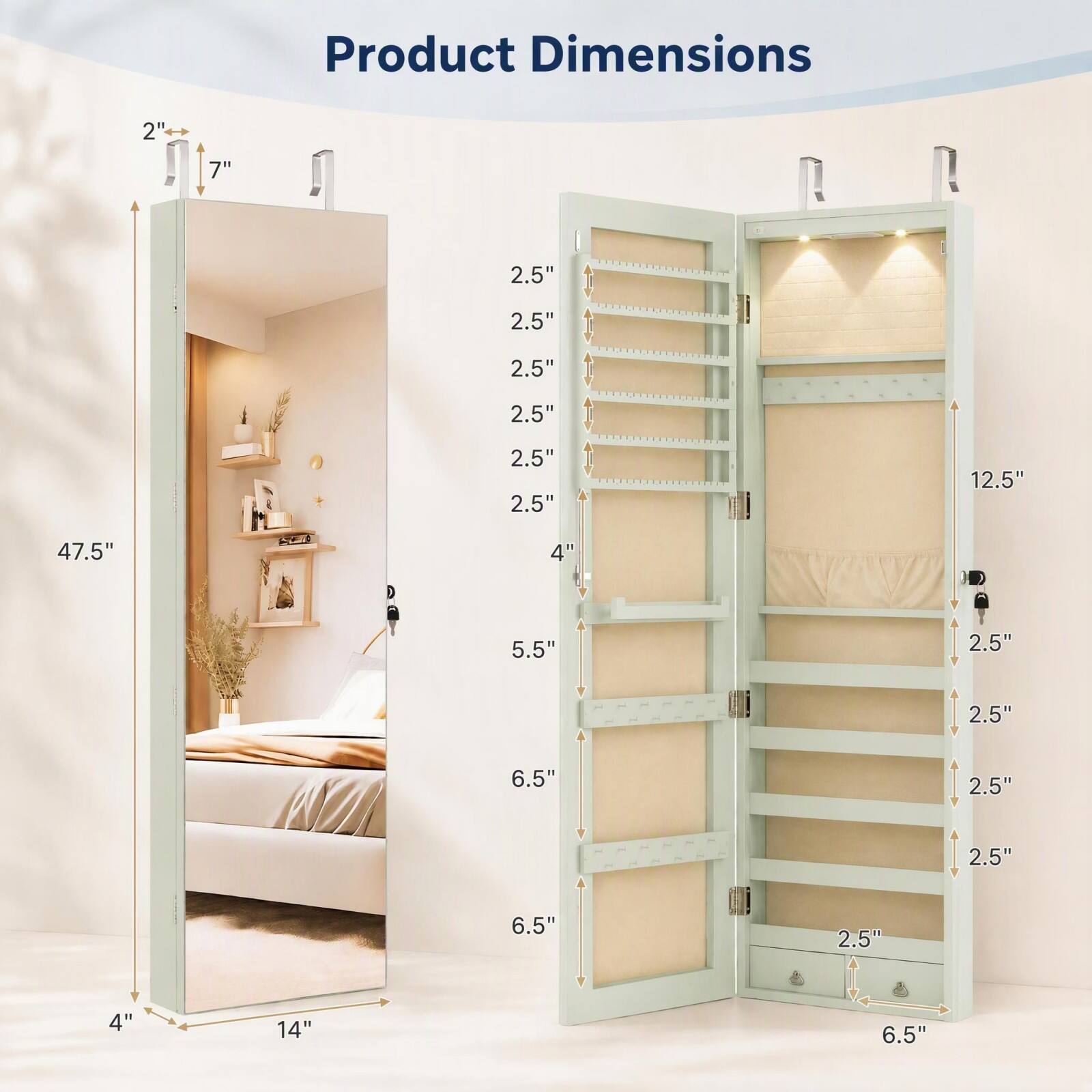 Product Dimensions

2"  
7"  
2.5"  
2.5"  
2.5"  
2.5"  
2.5"  
2.5"  
12.5"  
47.5"  
4"  
5.5"  
2.5"  
2.5"  
6.5"  
2.5"  
2.5"  
6.5"  
2.5"  
4"  
14"  
6.5"