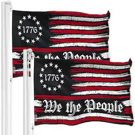G128 - 2-Pack We the People American Flag — 3 x 5 ft Printed 150D Polyester, Brass Grommets, Indoor/Outdoor - Assorted Colors