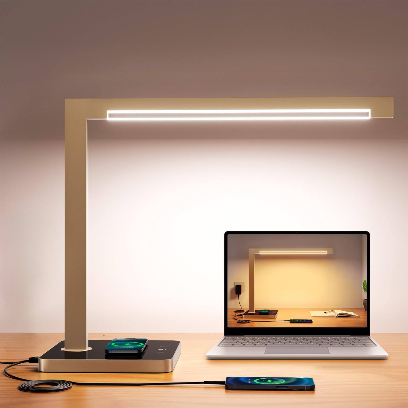 Reds Spade Aluminum Led Desk Lamp With Charging Station Smart Table ...