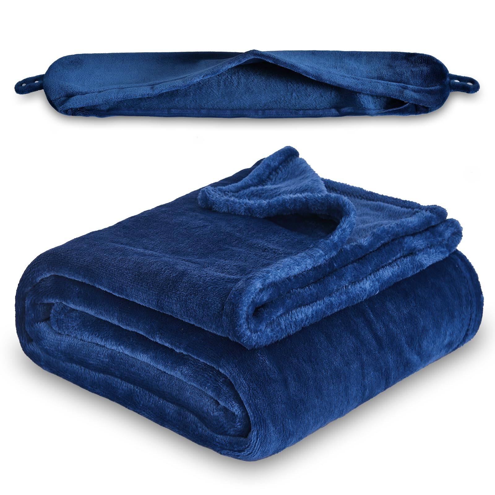 Front. Pacoar Cade - Multifunctional Neck Pillow Soft Warm Blanket With Cozy Case Portable Set For Airplane Camping Car (navy Blue) Blanket - Navy Blue.