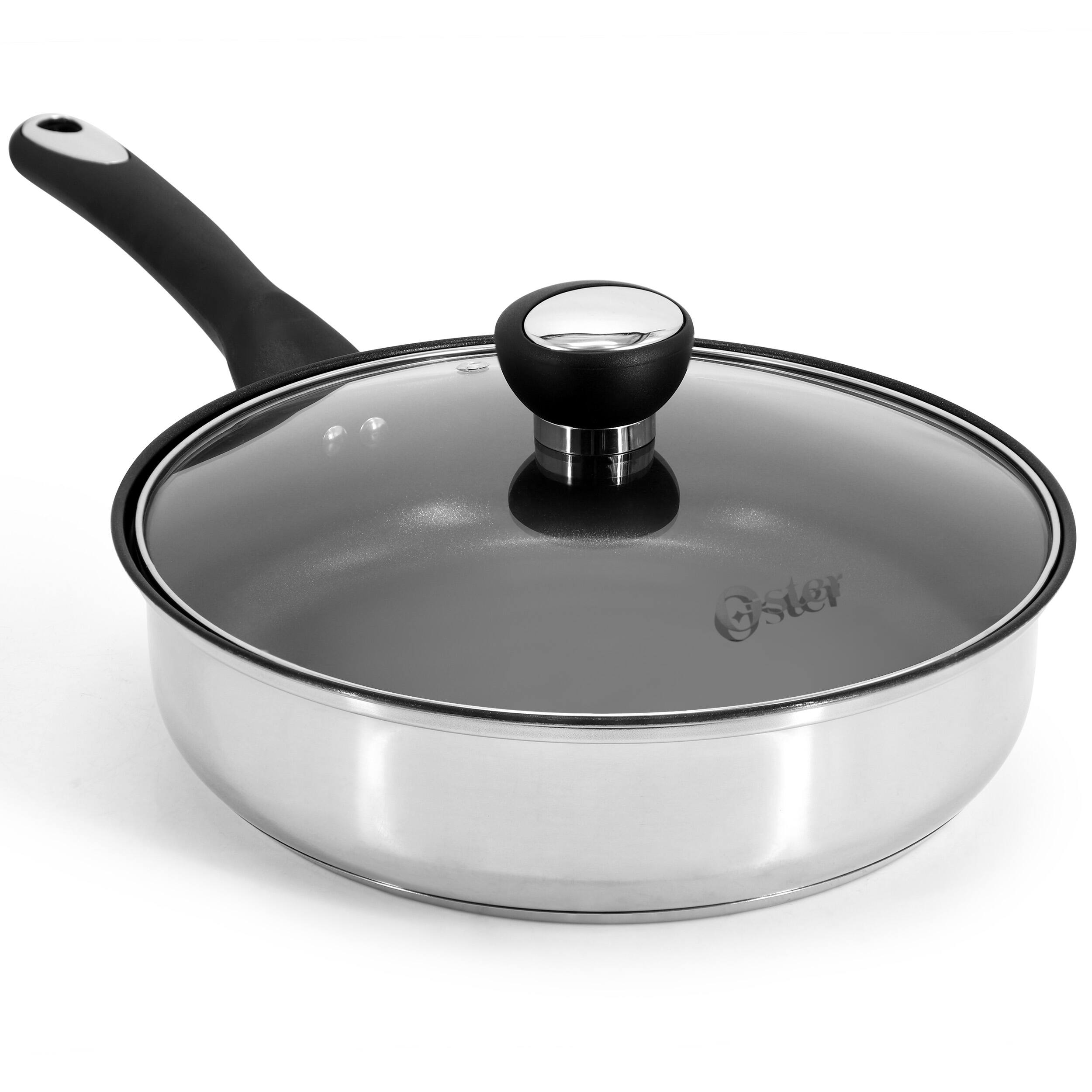 Alt View 2. Oster - Oster Baldwyn 10 Piece Stainless Steel Belly Shaped Nonstick Cookware and Utensil Set - Silver.