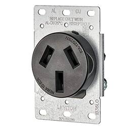 Leviton - 50 Amp 125/250V NEMA 10-50R Flush-Mount Straight-Blade 3P 3W Industrial Receptacle 5206-S10 - Black
