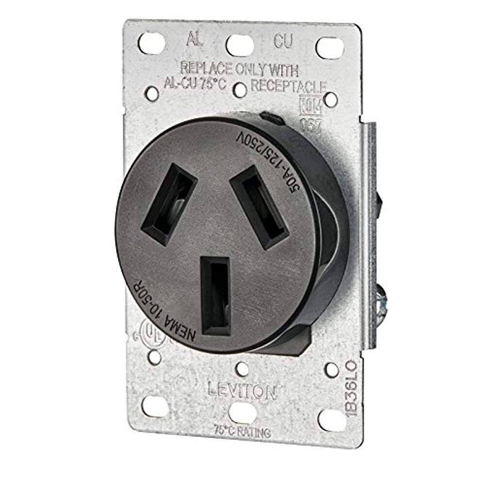 AL-CU REPLACE ONLY WITH AL-CU 75°C RECEPTACLE KOM 067 50A-125/250V 10-50R " NEMA LEVITON 1836LO 75°C RATING
