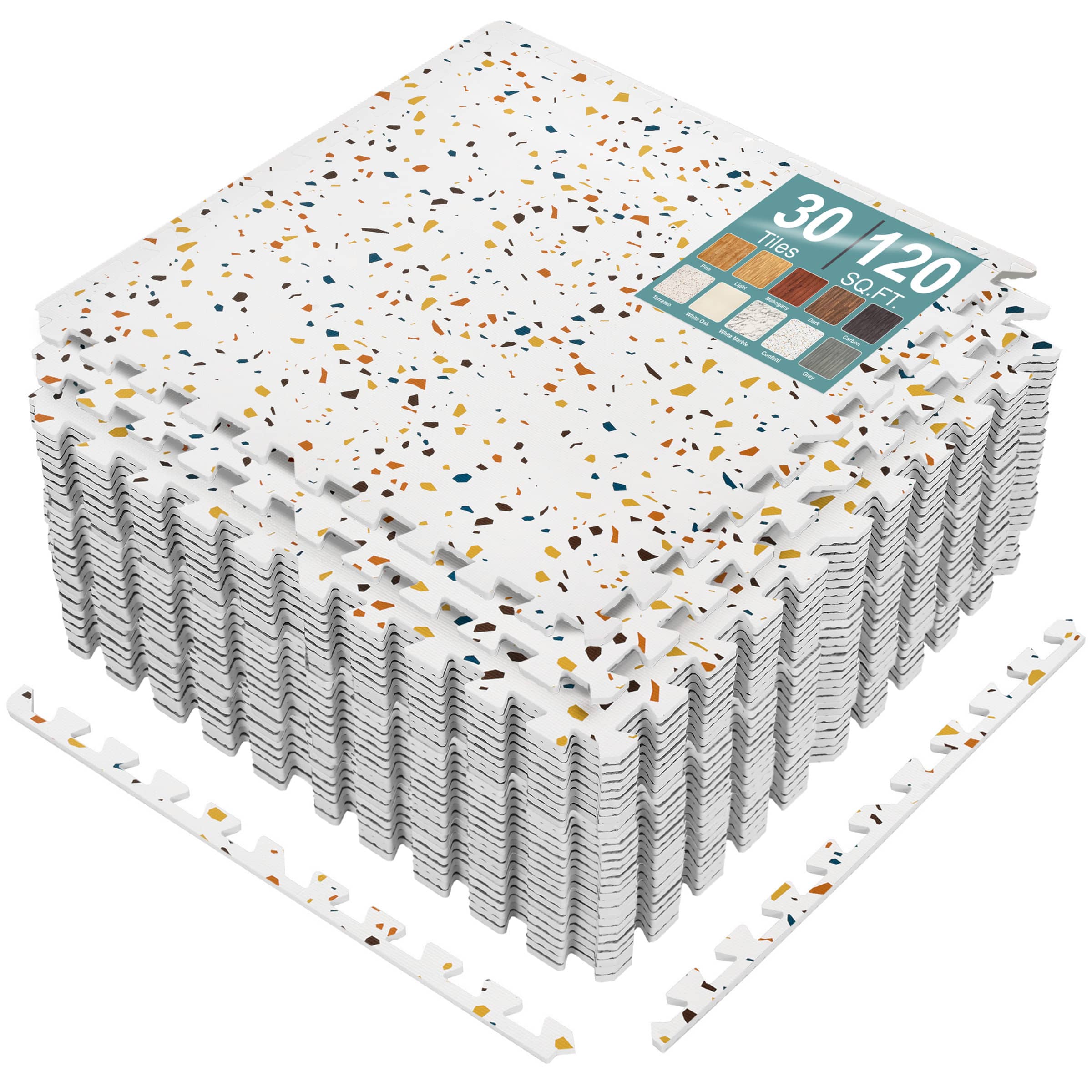 Sorbus - 120 Sq. Ft. Wood Grain Floor Tiles Foam Mat EVA Interlocking Mats Tile 3/8-Inch Thick Flooring Mats w/Borders - Confetti price history on PriceWatchPro