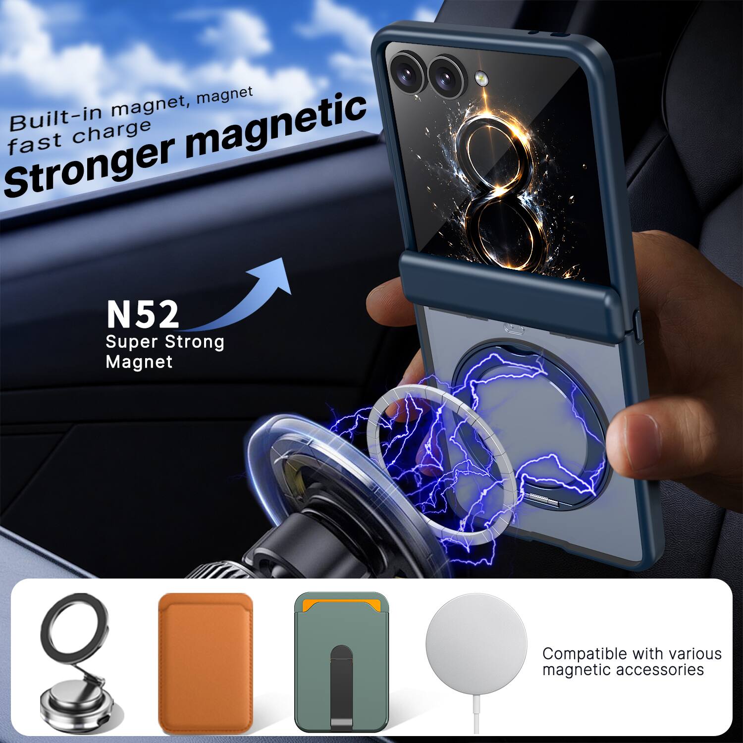 Built-in magnet, magnet fast charge magnetic Stronger

N52 Super Strong Magnet

Compatible with various magnetic accessories