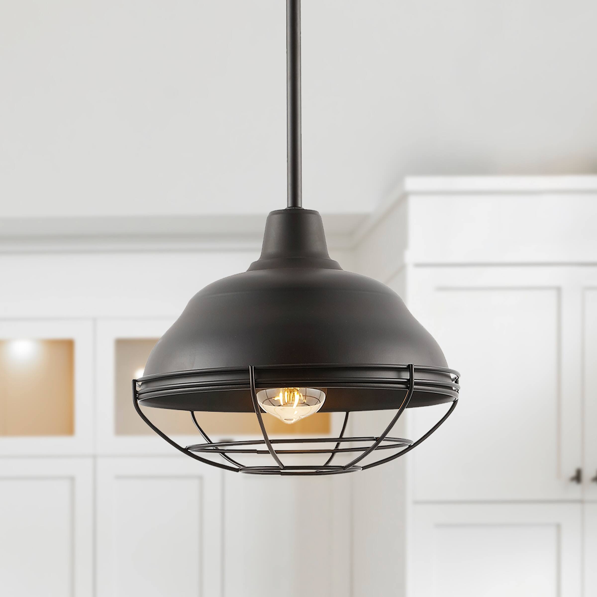 Alt View 1. Jonathan Y - Levi 10.38" 1-Light Industrial Farmhouse Iron LED Pendant, Oil Rubbed Bronze - Oil Rubbed bronze.