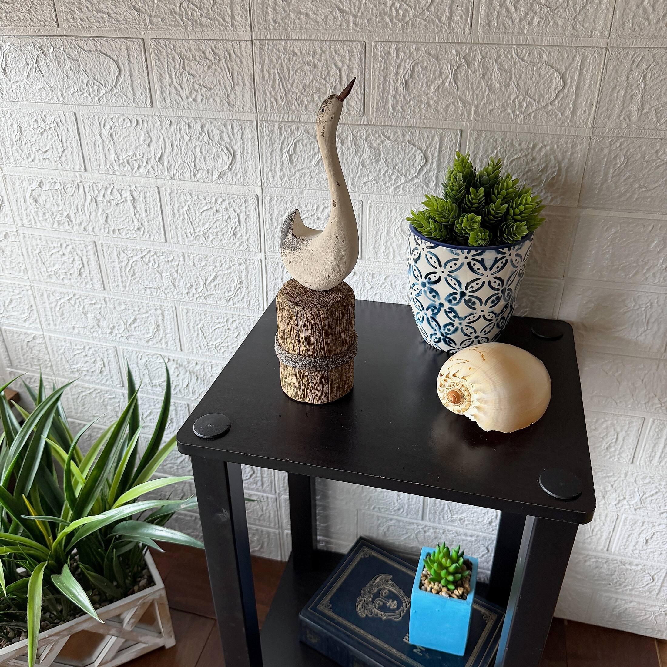 Alt View 4. Things2Die4 - Decorative Wood Swan Figurine Distressed White Coastal Dock Piling 10.75 Inch - White.