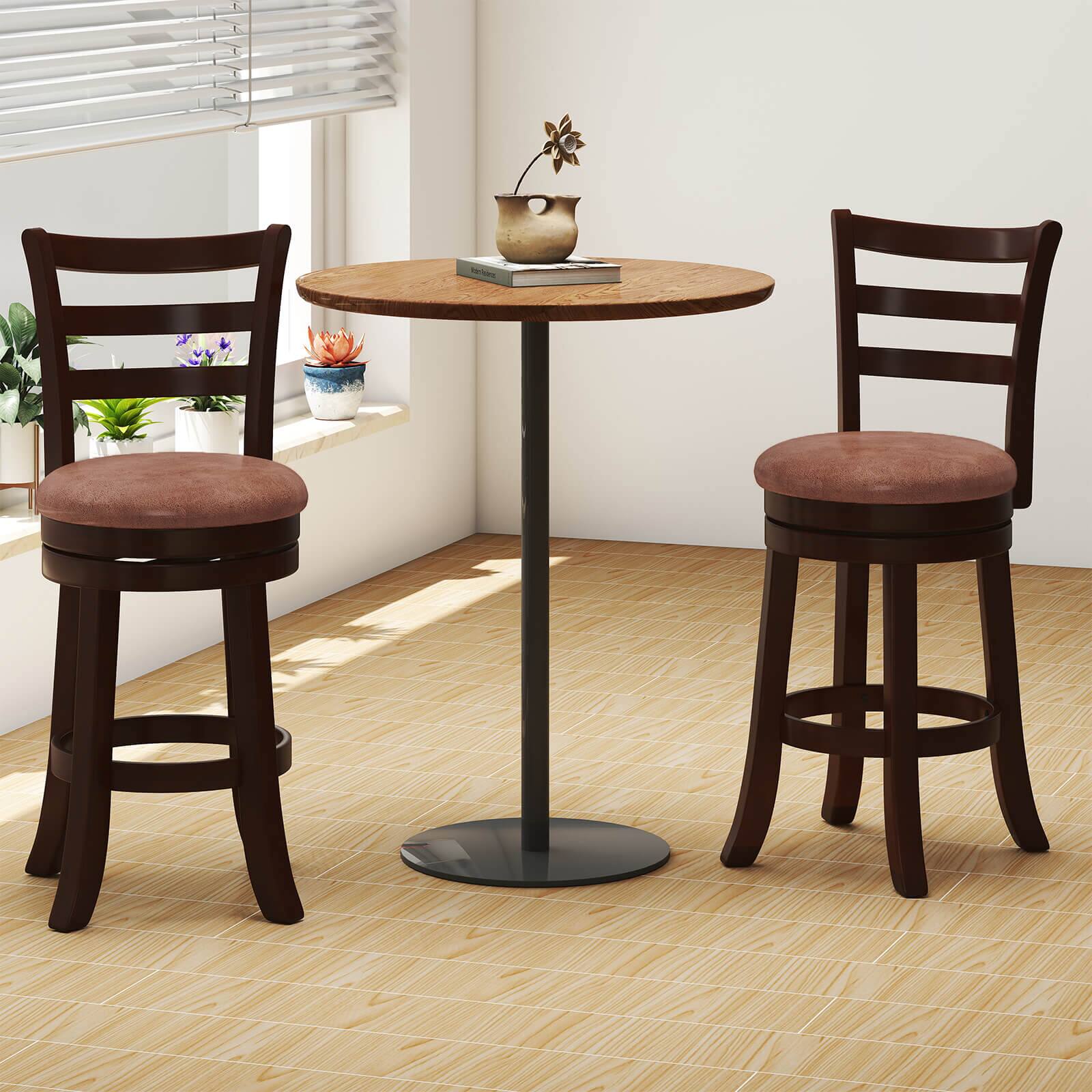 Alt View 3. Costway - Costway 26" Counter Height Swivel Barstools Set of 4 with Back, Faux Leather Seat for Pub - Cappuccino.
