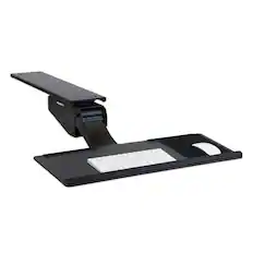 Front. Mount-It! - Adjustable Under Desk Keyboard and Mouse Drawer Platform with Ergonomic Wrist Rest, Black - Black.