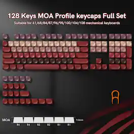 Womier - PBT Keycaps,MOA Profile Double Shot Keycaps Set Custom Key caps for Cherry Gateron MX Switch Mechanical Keyboard - Red-128 Keys