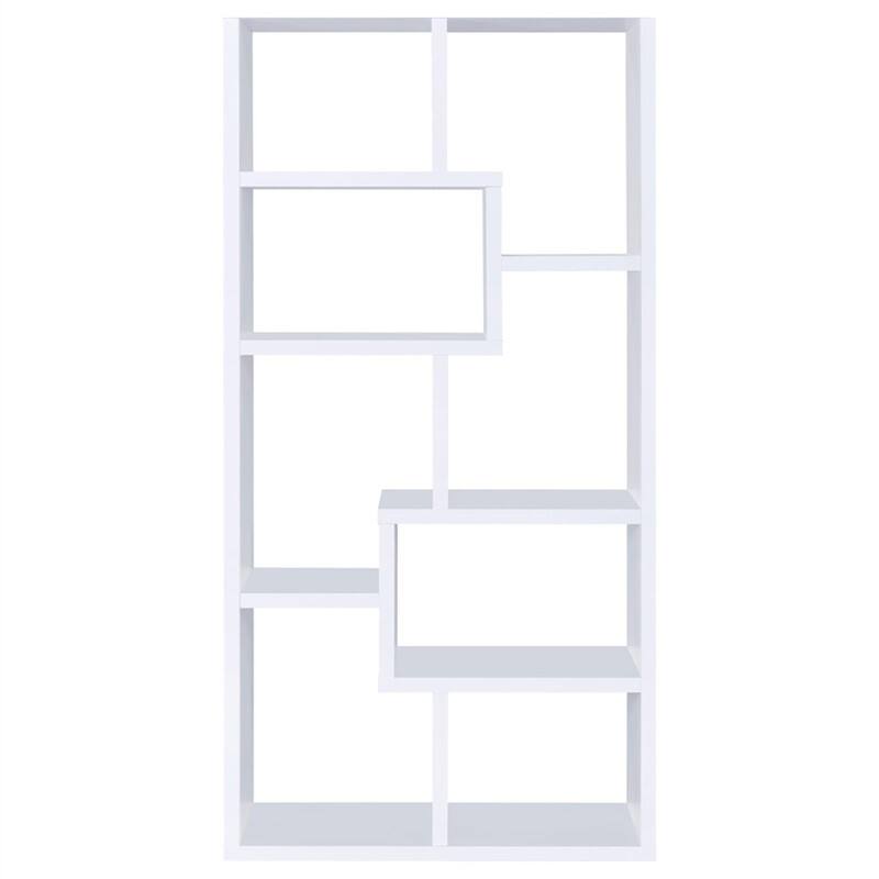 Alt View 2. HTUTWOO - 8-Shelf Geometric Bookcase-Wooden Open Back Bookshelf,70.75" Tall Vertical Storage Display Shelving Unit for Living Room - White.