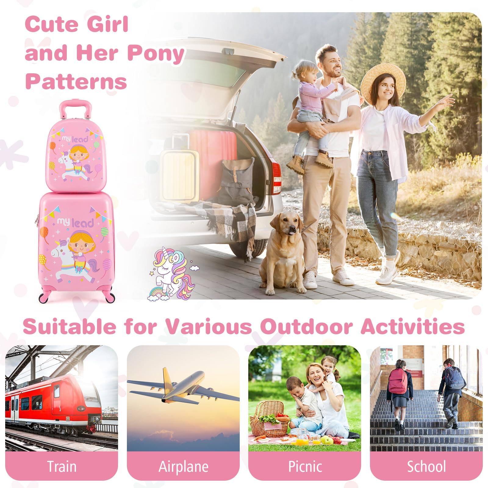 Cute Girl and Her Pony Patterns

Suitable for Various Outdoor Activities

Train  
Airplane  
Picnic  
School