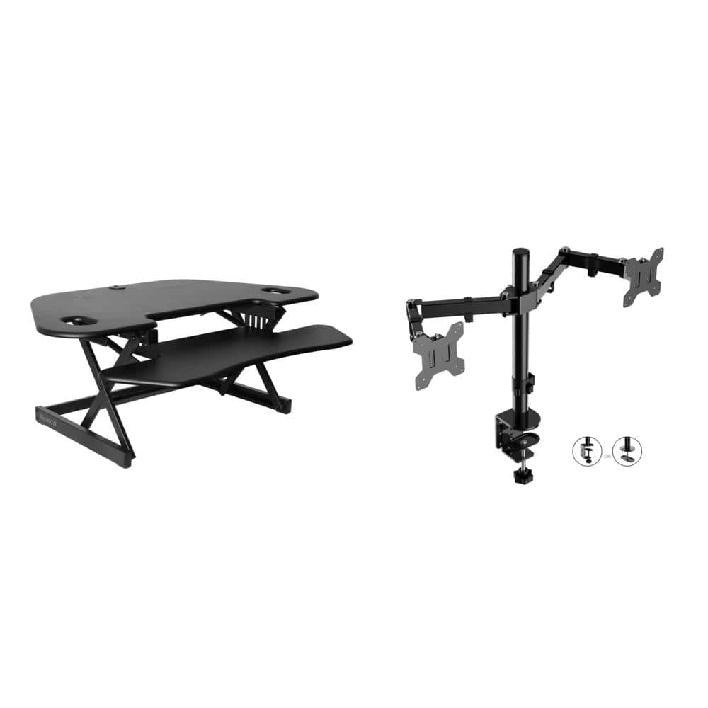 "Rocelco - 46"" Height Adjustable Corner Standing Desk Converter - Black" price history on PriceWatchPro