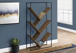 TinyHomie - Bookshelf Bookcase Etagere 3 Tier 60in H Black Laminate Black Metal - Brown