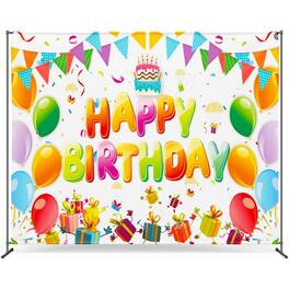 Zink - Birthday Photo Backdrop. Wrinkle-Free Photo Studio Backdrop with Happy Birthday Text - Multicolor