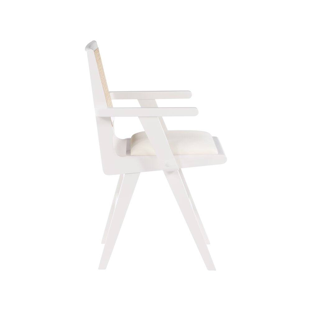 Alt View 3. Meridian Furniture - Abby Cream Vegan Leather Dining Arm Chair, Set of 2 - Beige.