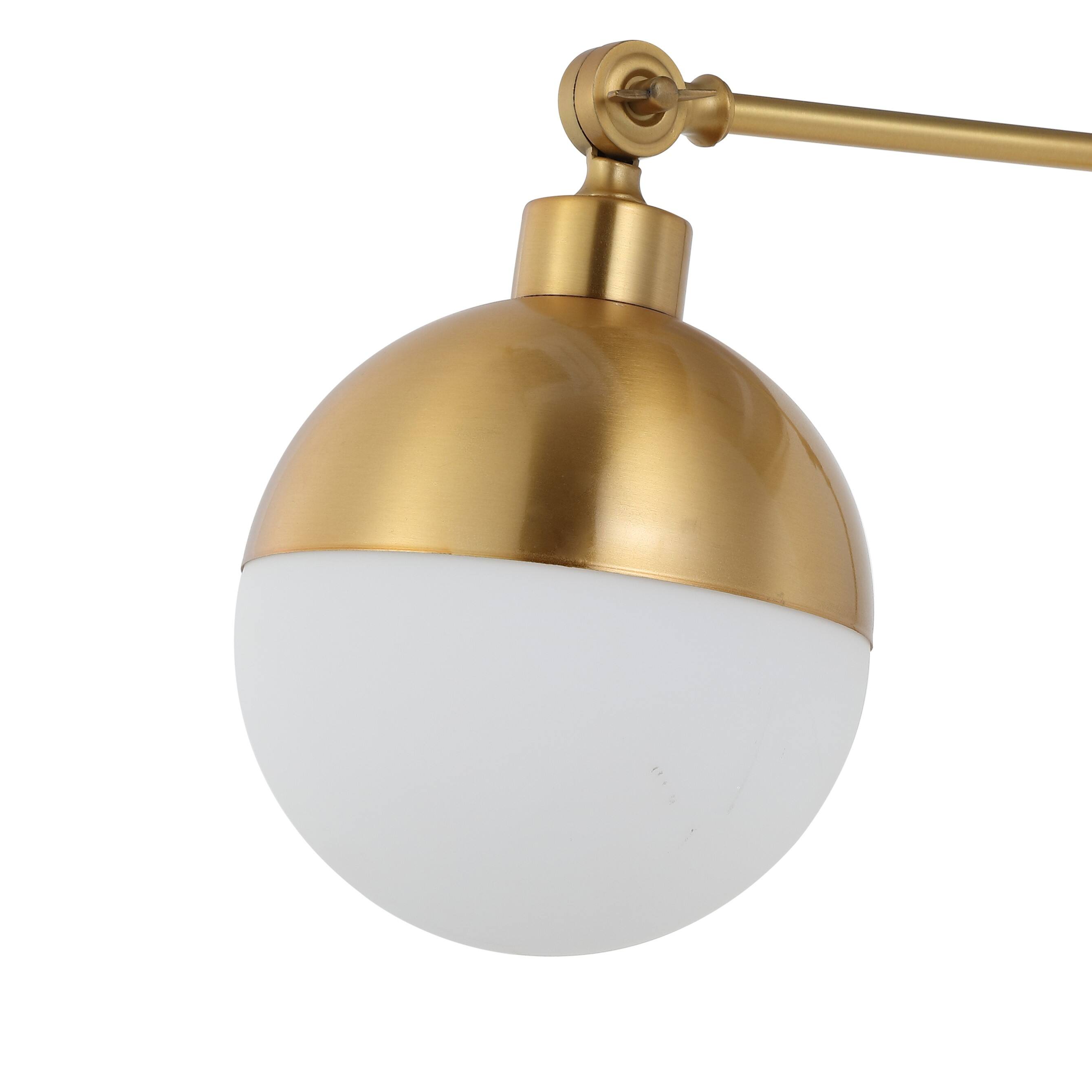 Alt View 4. Jonathan Y - Alba 8" 1-Light Modern Industrial Adjustable Swing Arm Metal Frosted Glass Globe LED Sconce, Brass Gold/Frosted - Brass Gold.