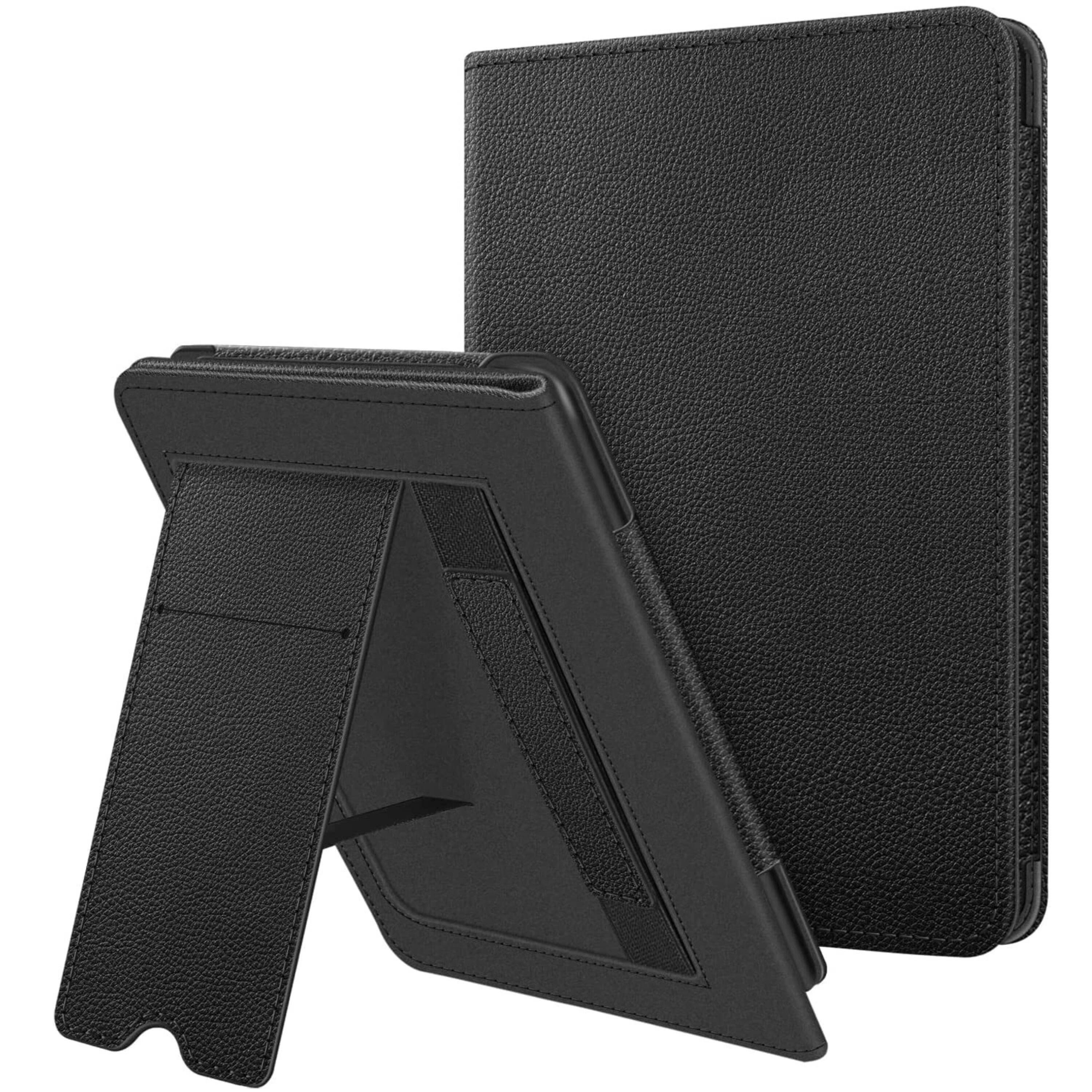Front. Kitcheniva - Foldable Stand Cover For Kindle Paperwhite 11th 2021 With Card Slot And Hand Strap Black - Black.