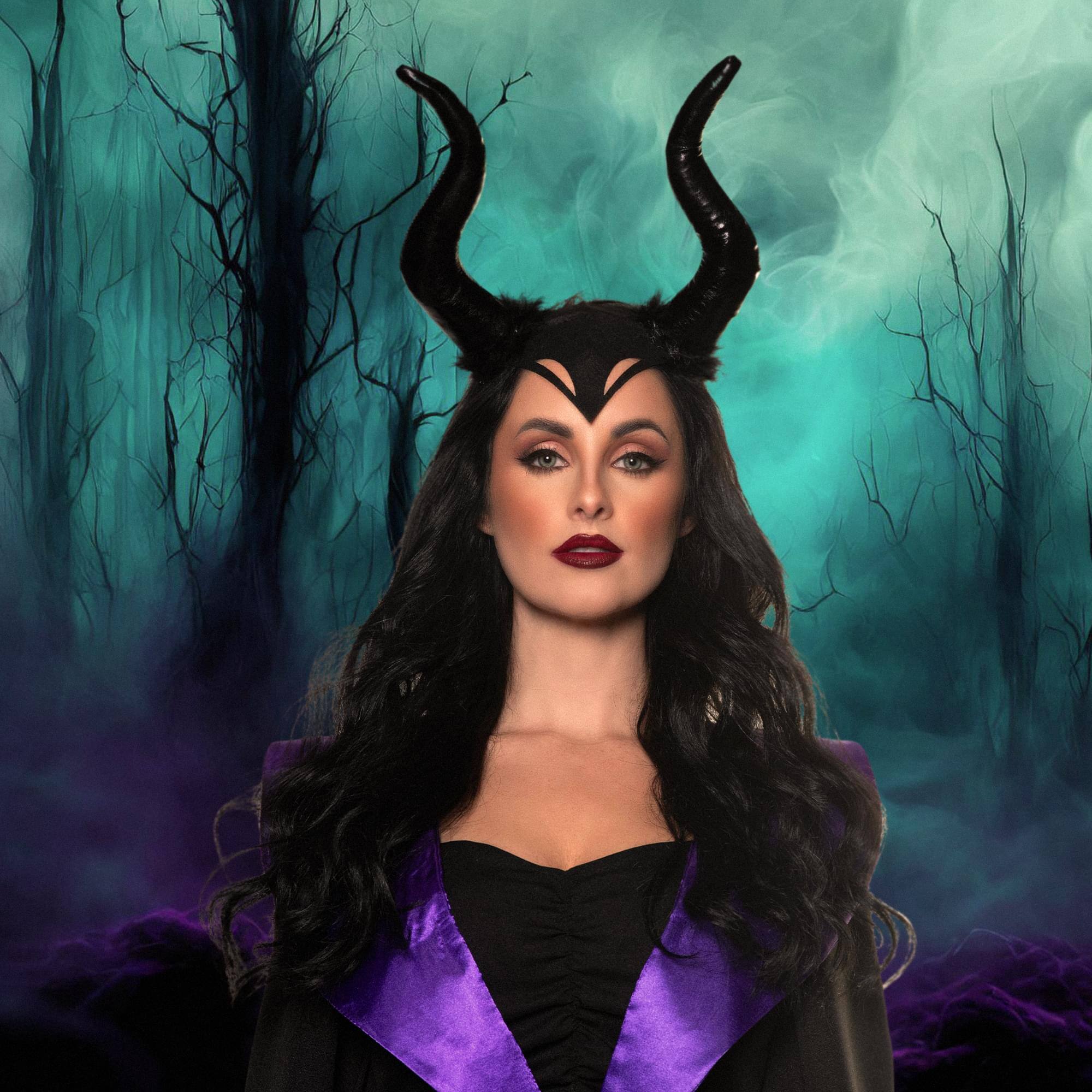 Alt View 2. Underwraps - Evil Queen Headband with Attached Horns Adult Costume Accessory - Black.