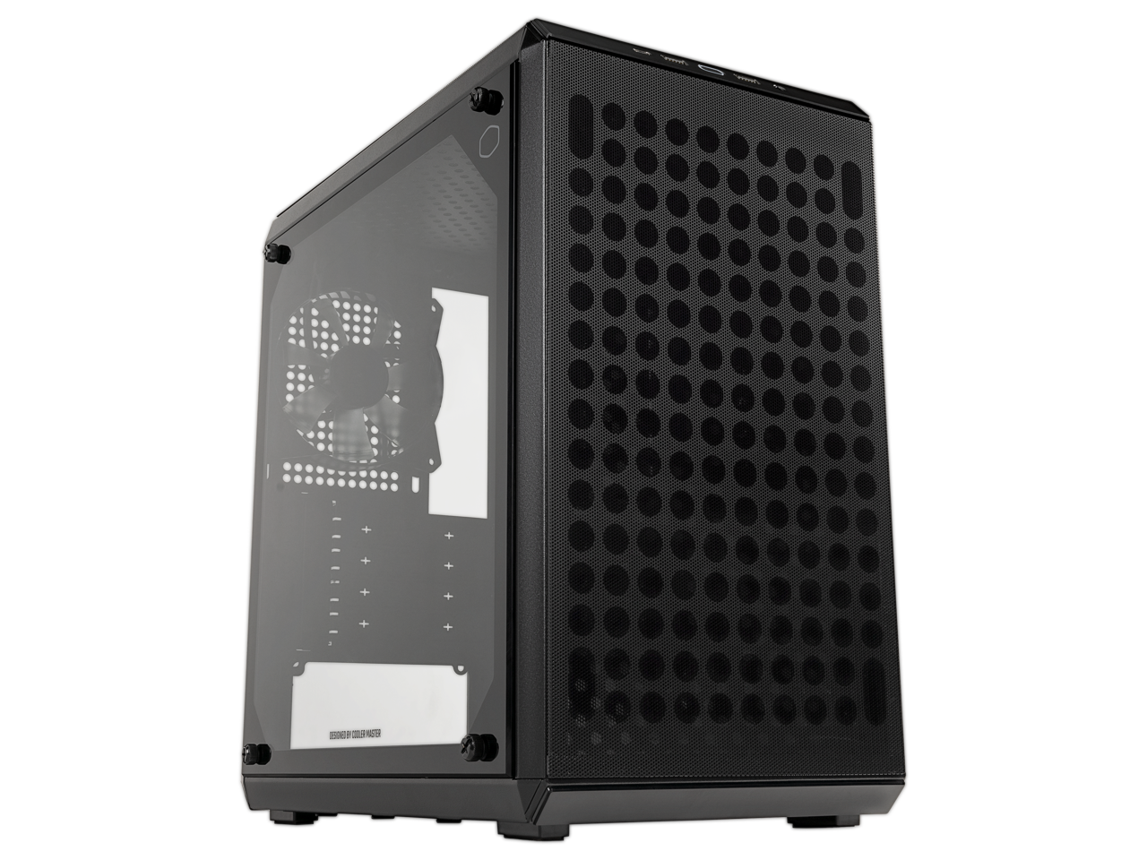 Front. Cooler Master - Cooler Master QUBE Q300L V2 Computer Case - Mini-tower - Black - Steel, Plastic, Tempered Glass - Micro ATX, Mini ITX - Magnetic Patterned.